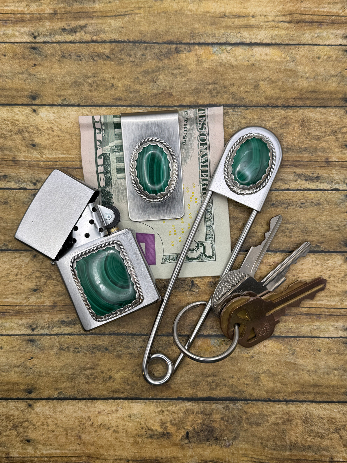 Craig – Malachite Gemstone Money Clip | Sterling Silver | Statement Accessory