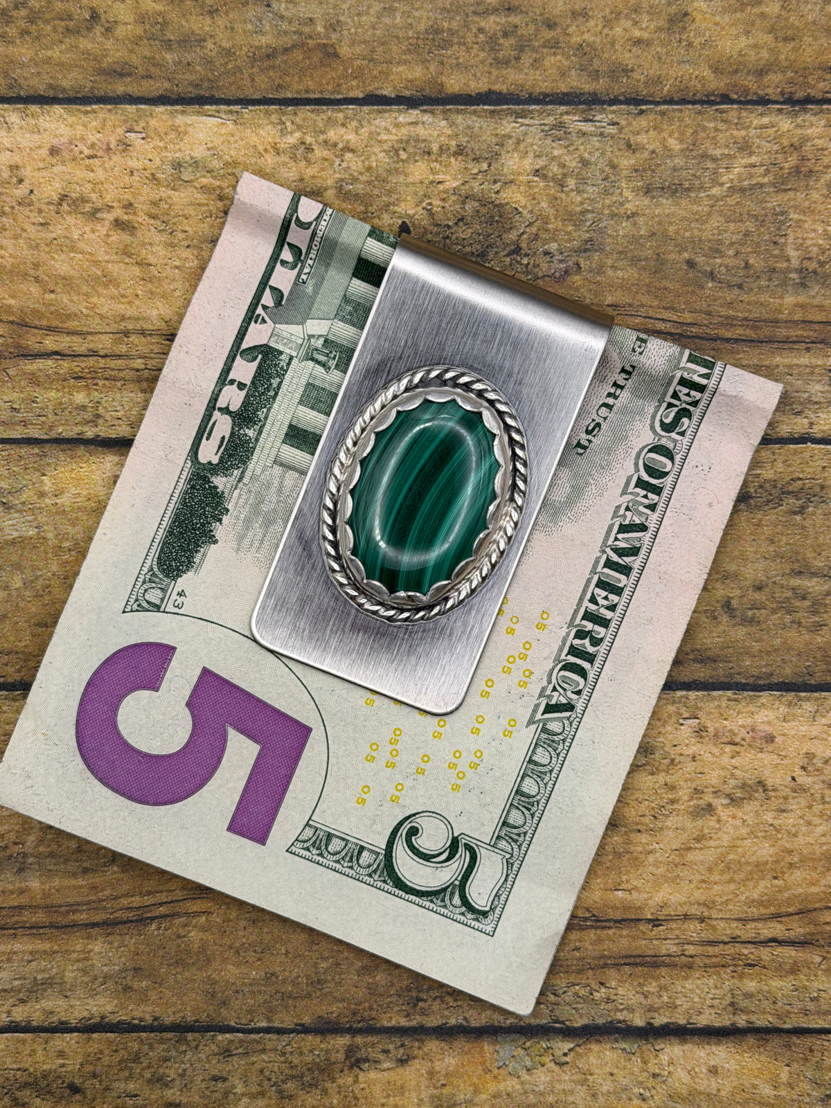 Craig – Malachite Gemstone Money Clip | Sterling Silver | Statement Accessory