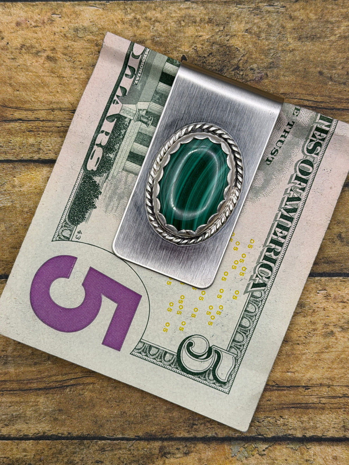 Craig – Malachite Gemstone Money Clip | Sterling Silver | Statement Accessory