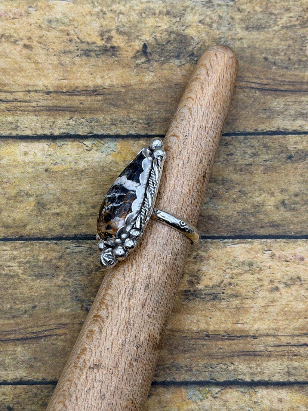 Agnes – White Buffalo Turquoise Teardrop Statement Ring | Sterling Silver | Southwestern Style