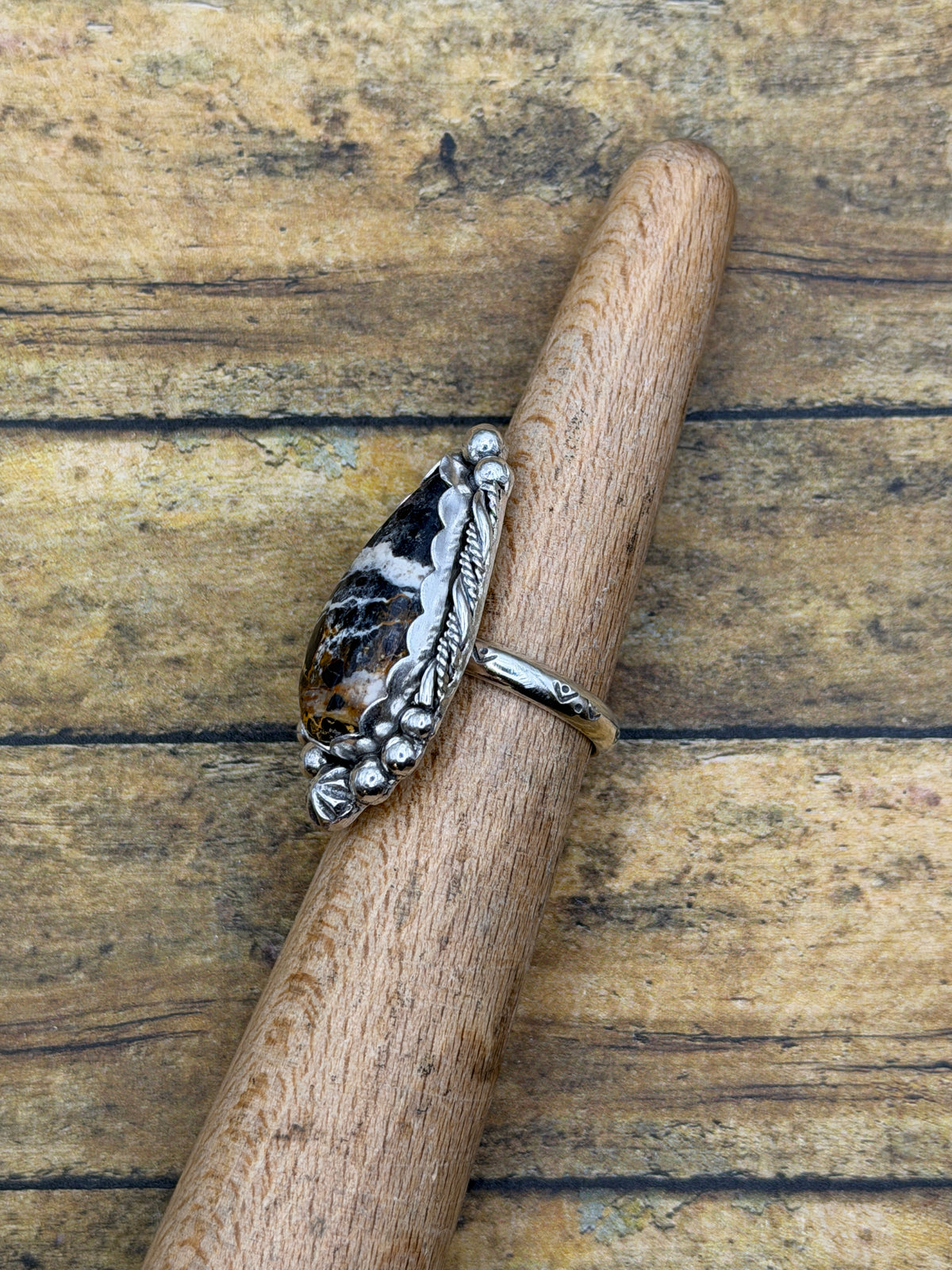 Agnes – White Buffalo Turquoise Teardrop Statement Ring | Sterling Silver | Southwestern Style