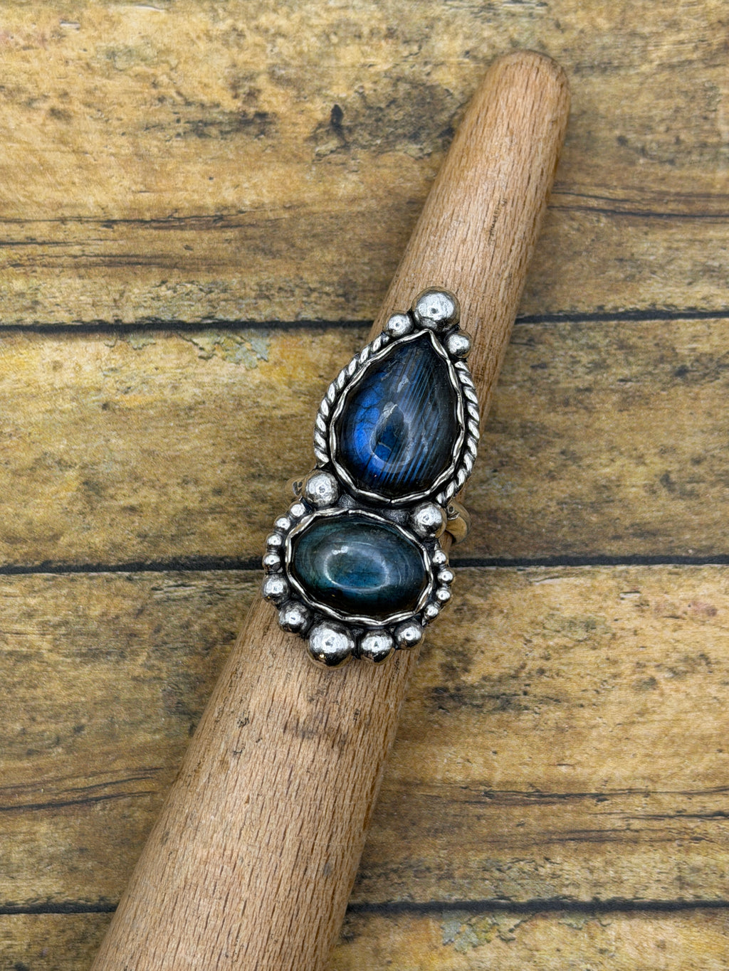 Hope – Labradorite Double Gemstone Statement Ring | Sterling Silver | Boho Jewelry