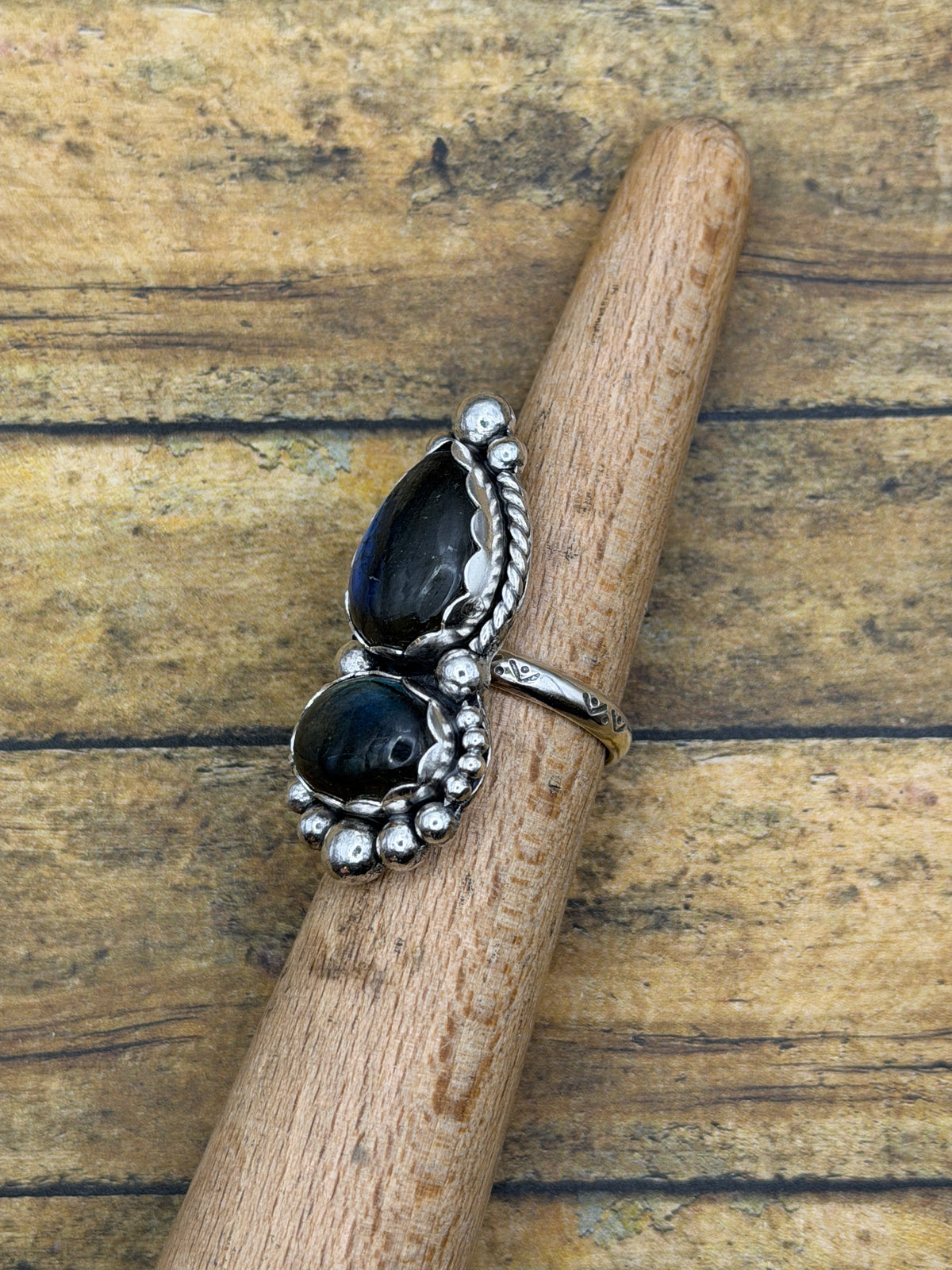 Hope – Labradorite Double Gemstone Statement Ring | Sterling Silver | Boho Jewelry