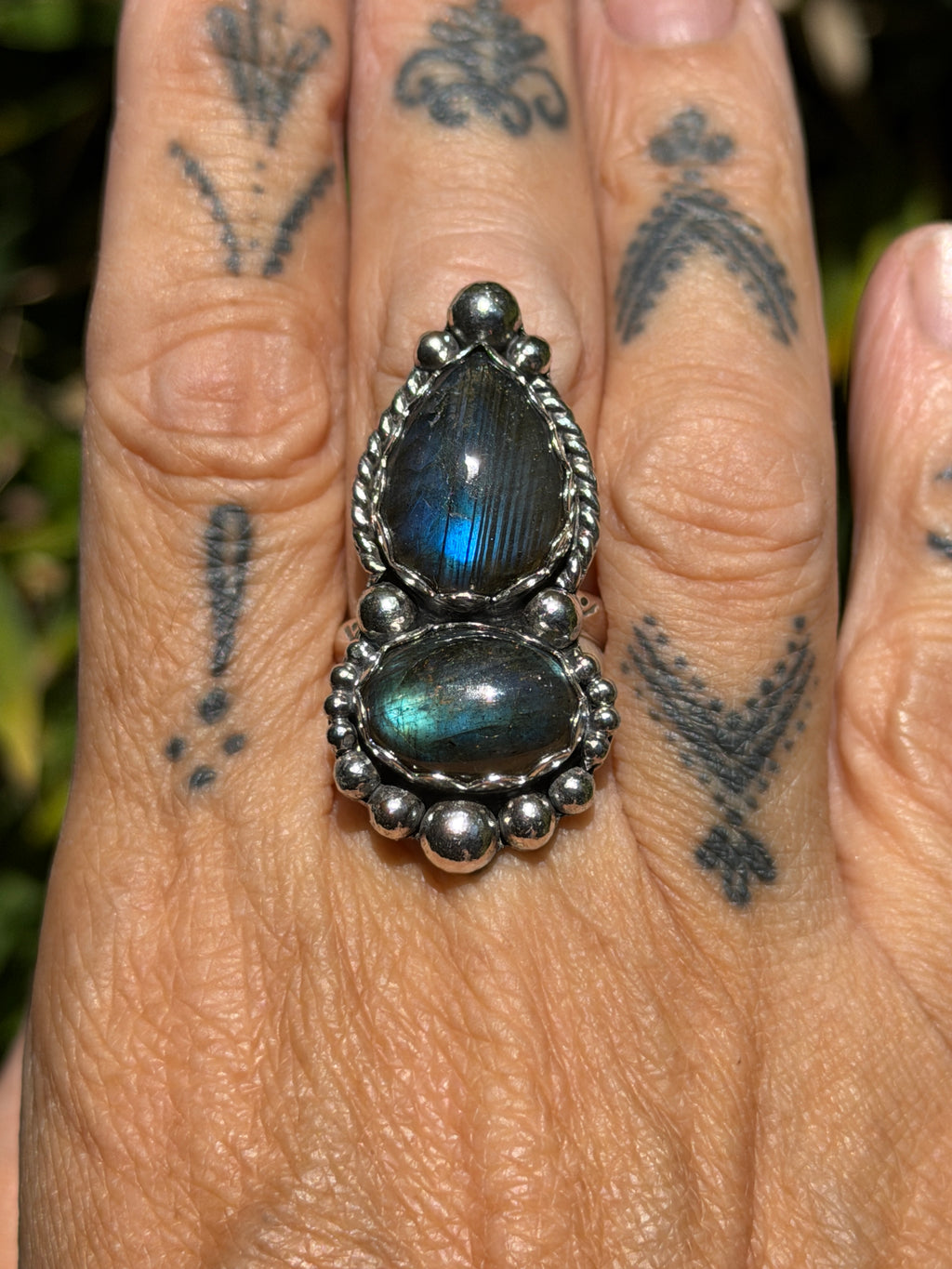 Hope – Labradorite Double Gemstone Statement Ring | Sterling Silver | Boho Jewelry