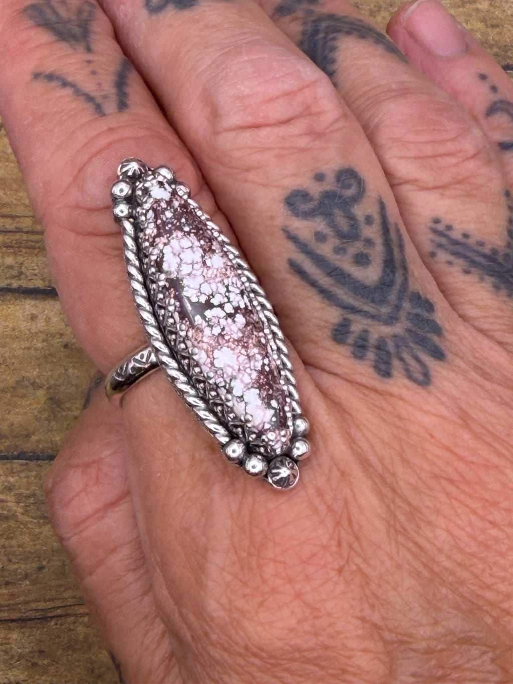Genevieve – Wild Horse Marquise Statement Ring | Sterling Silver | Southwestern Jewelry