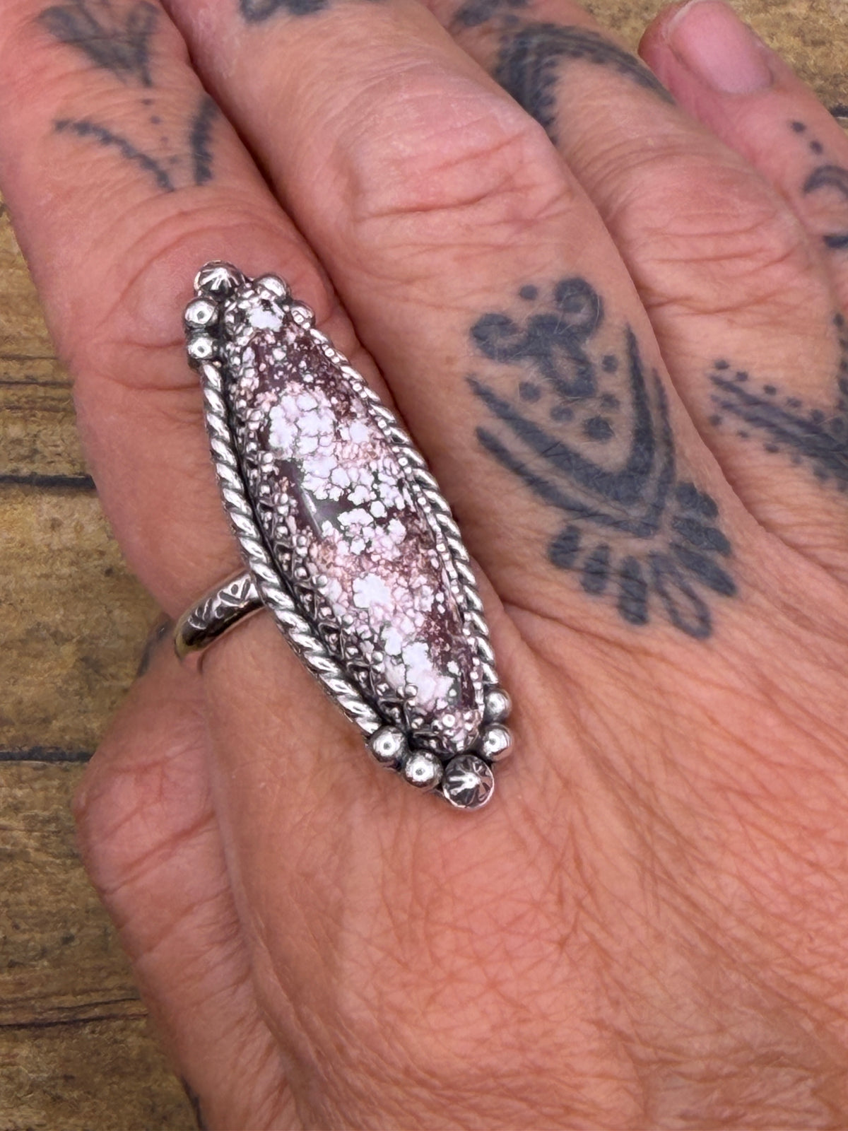Genevieve – Wild Horse Marquise Statement Ring | Sterling Silver | Southwestern Jewelry