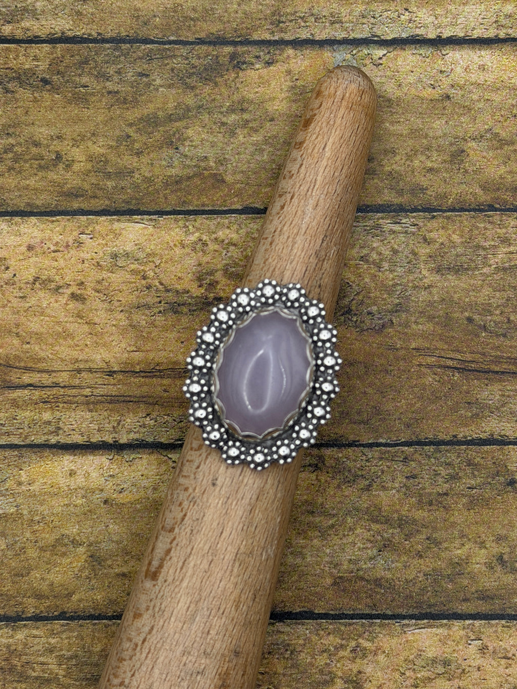 Frankie – Rose Quartz Oval Statement Ring with Flower Detail | Sterling Silver | Boho Jewelry