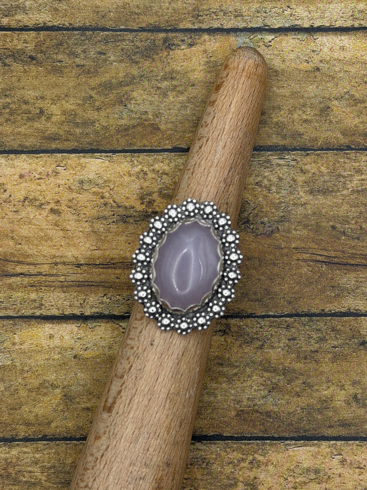 Frankie – Rose Quartz Oval Statement Ring with Flower Detail | Sterling Silver | Boho Jewelry