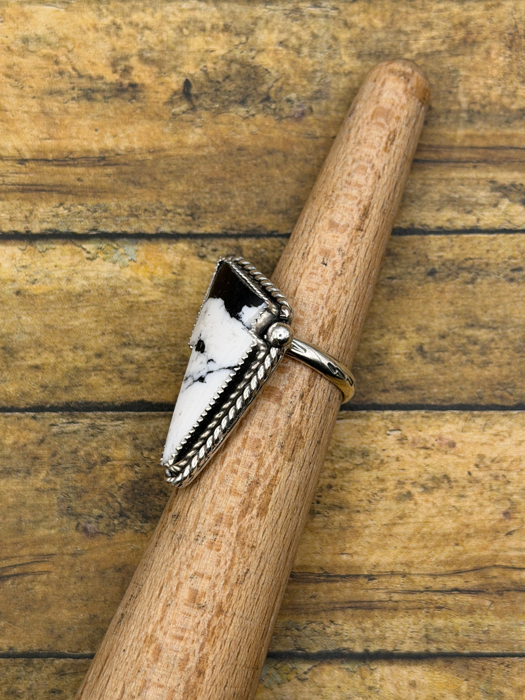 Aiden – White Buffalo Turquoise Lightning Bolt Ring | Sterling Silver | Southwestern Jewelry