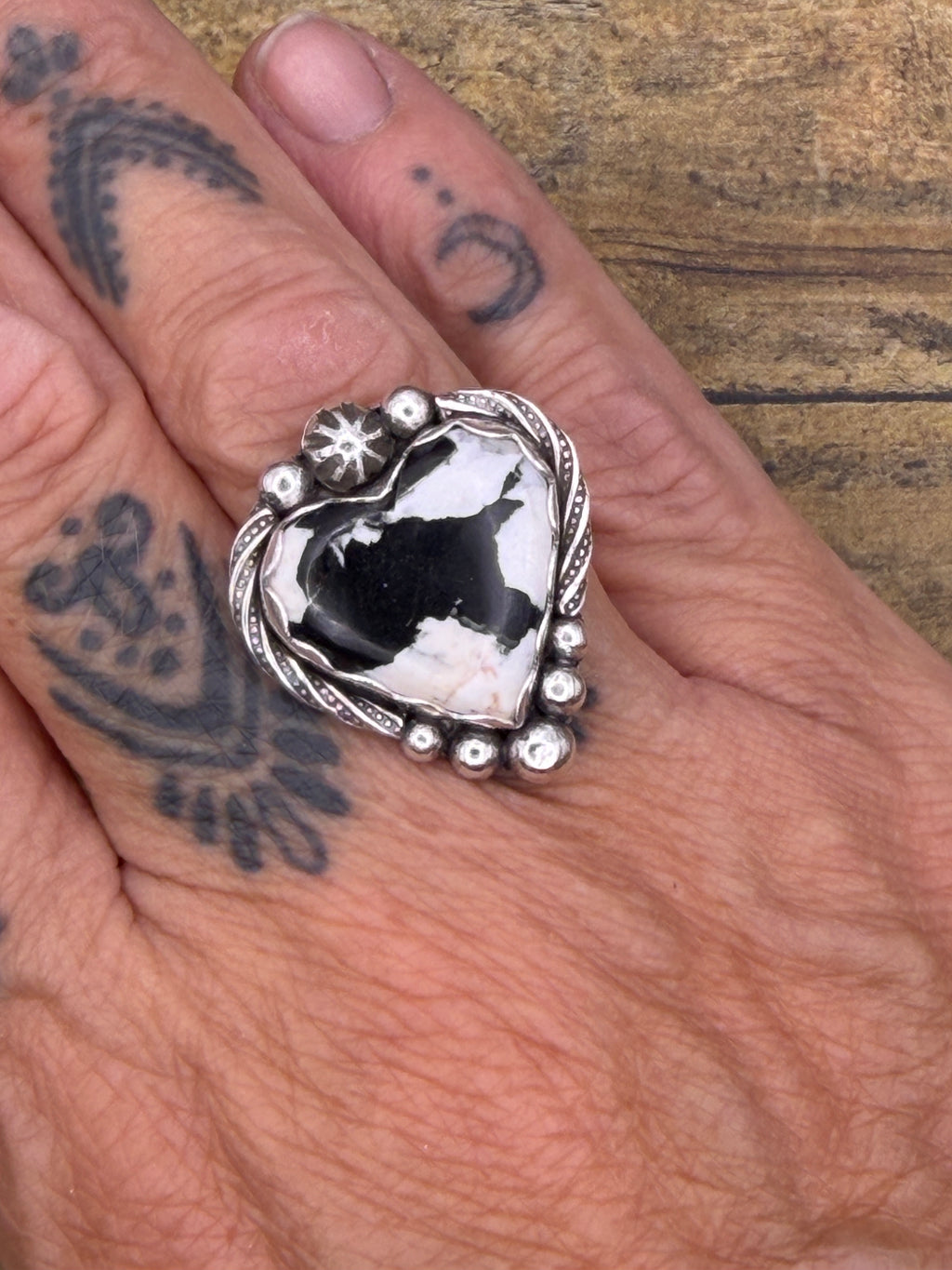 Ava – White Buffalo Turquoise Heart Ring | Sterling Silver | Southwestern Jewelry