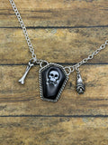Winslow – Black Trustone Coffin Skull & Bones Charm Necklace | Gothic Jewelry | Dark Occult Style