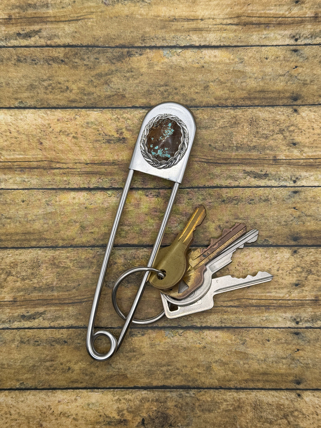 Bryant – Number 8 Turquoise Jumbo Safety Pin | Sterling Silver | Southwestern Jewelry