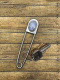 Gael – Rainbow Moonstone Jumbo Safety Pin | Gemstone Accessory | Bohemian Style