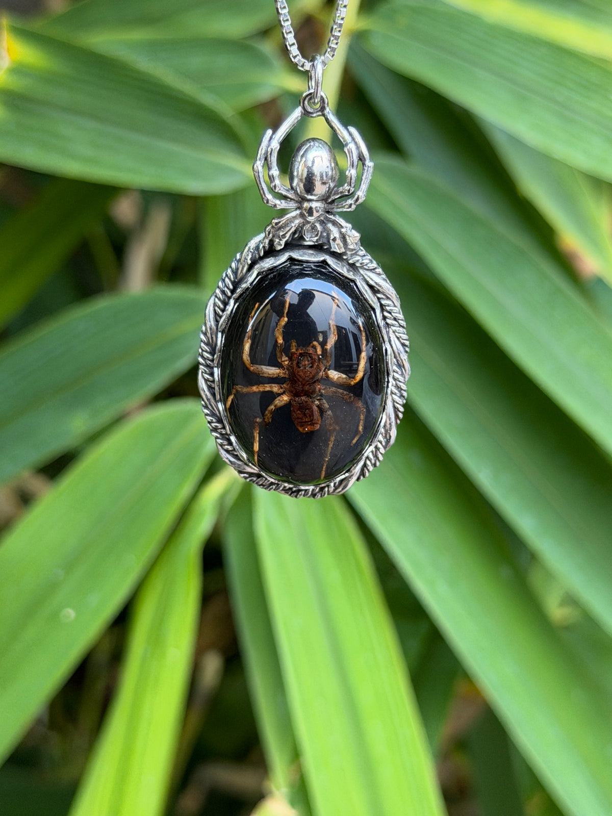 Wander – Brown Spider in Black Resin Pendant | Gothic Jewelry | Statement Pendant
