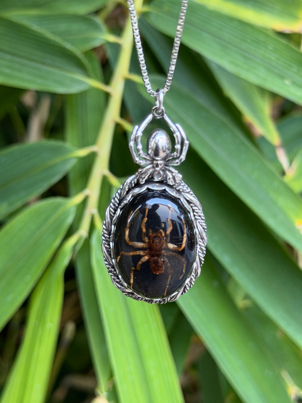 Wander – Brown Spider in Black Resin Pendant | Gothic Jewelry | Statement Pendant