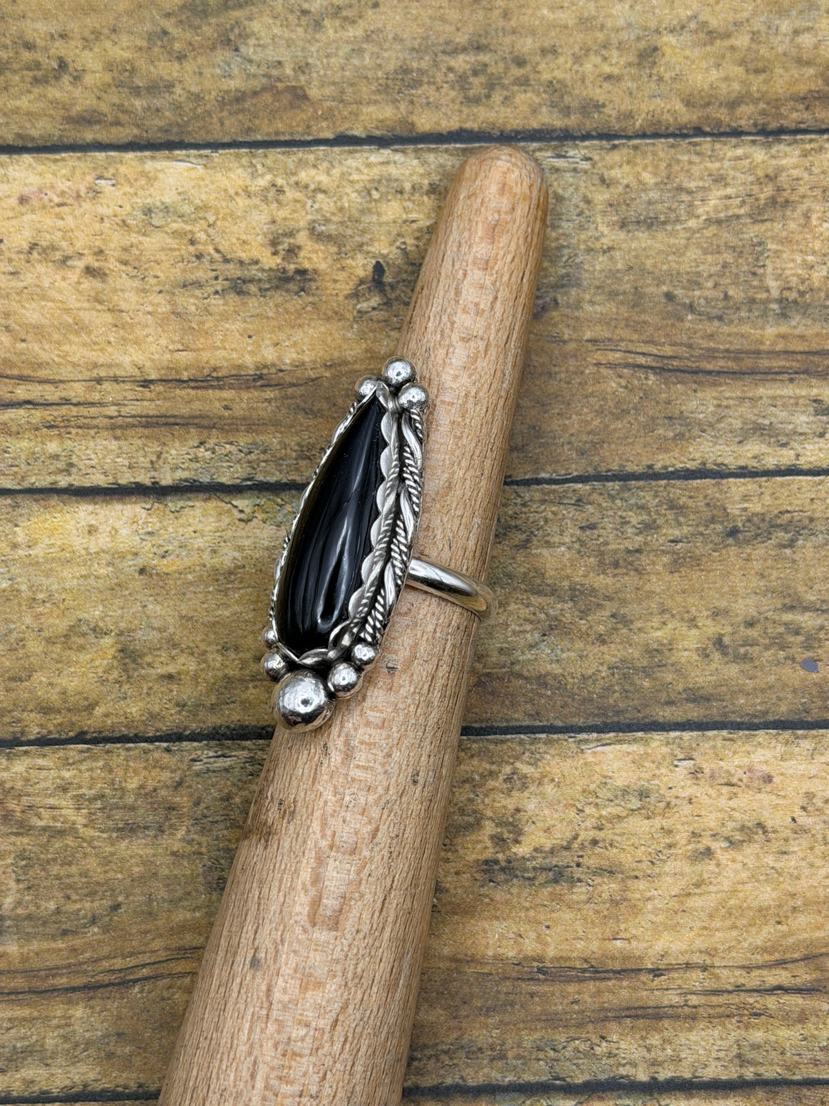 Debby – Black Onyx Teardrop Ring | Sterling Silver | Gothic Jewelry