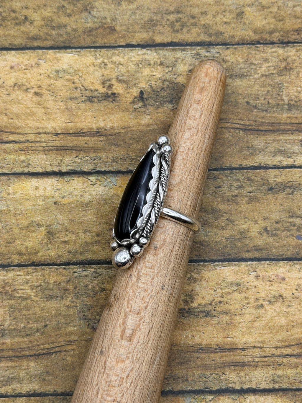 Debby – Black Onyx Teardrop Ring | Sterling Silver | Gothic Jewelry