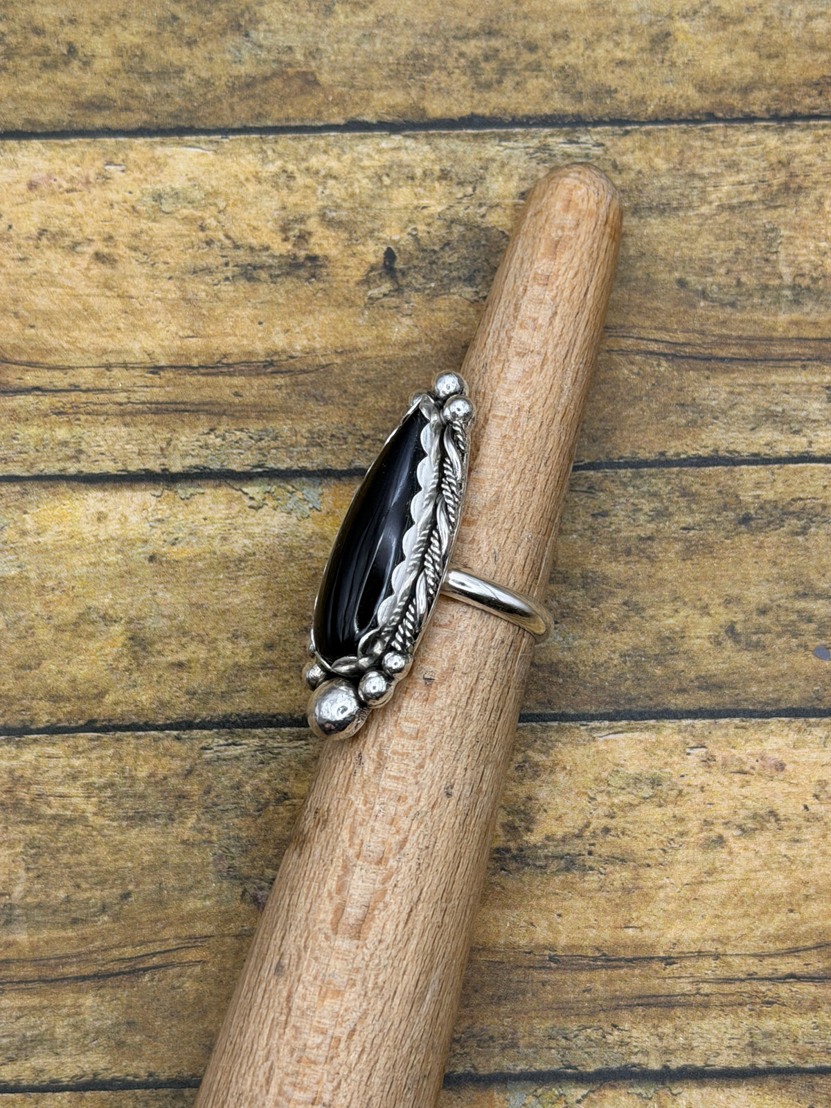Debby – Black Onyx Teardrop Ring | Sterling Silver | Gothic Jewelry