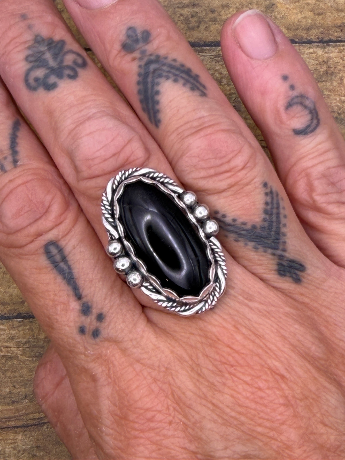 Desire – Black Onyx Oval Statement Ring | Sterling Silver | Gothic Jewelry