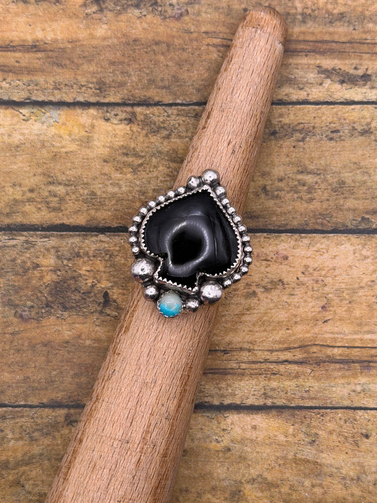 Lucas – Black Onyx & Turquoise Spade Ring | Sterling Silver | Casino Jewelry