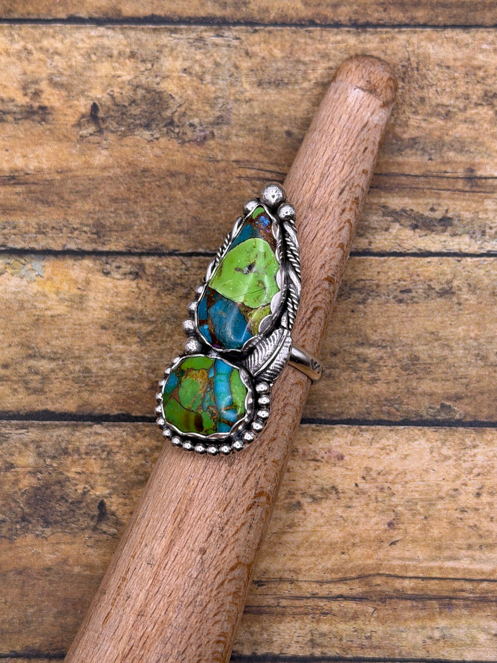 Ciara – Green Mojave Turquoise Double Gemstone Ring | Sterling Silver | Southwestern Jewelry