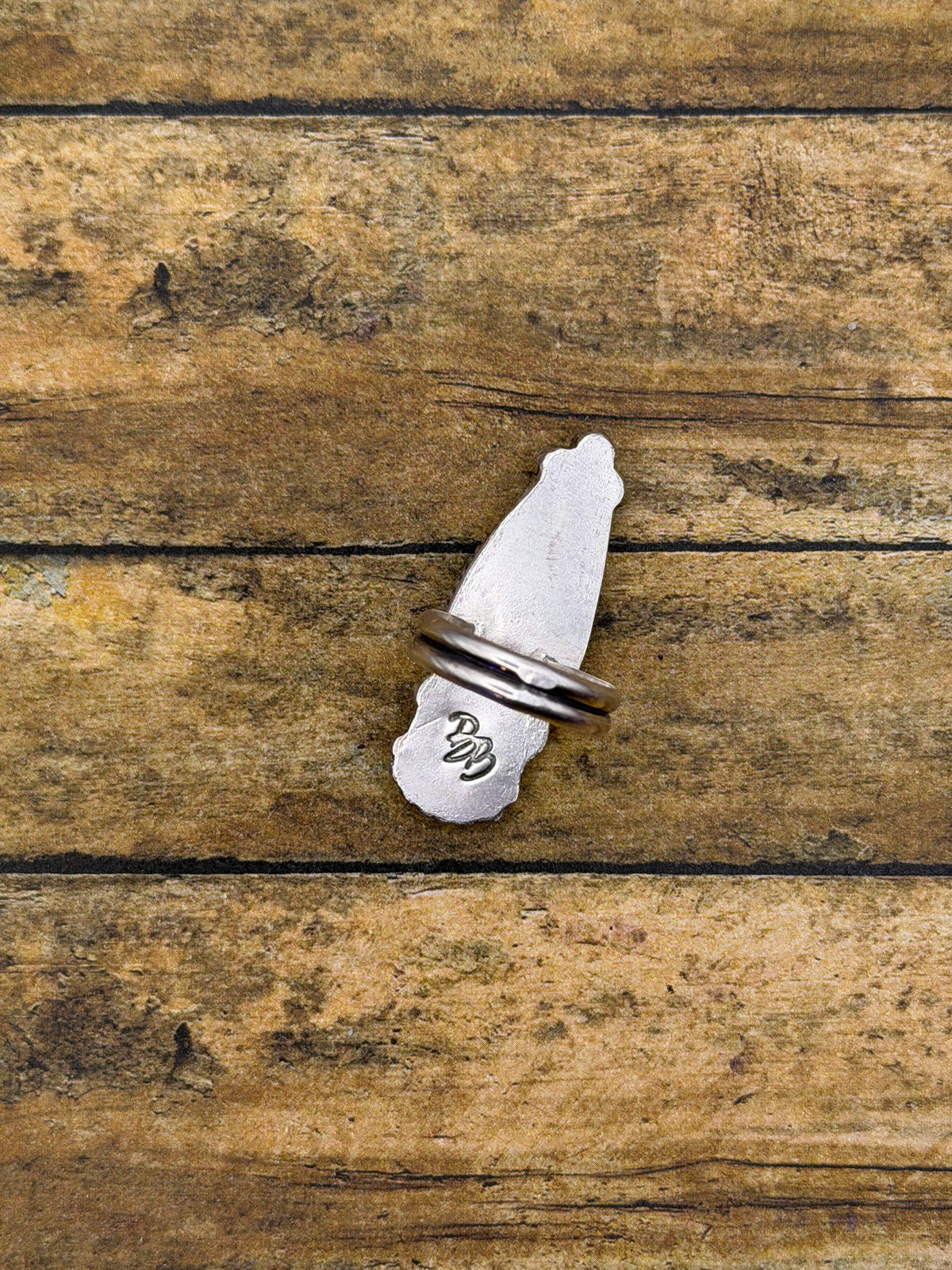 Angie – White Buffalo Turquoise Brass Matrix Ring | Sterling Silver Concho Detail |Southwestern Statement Jewelry