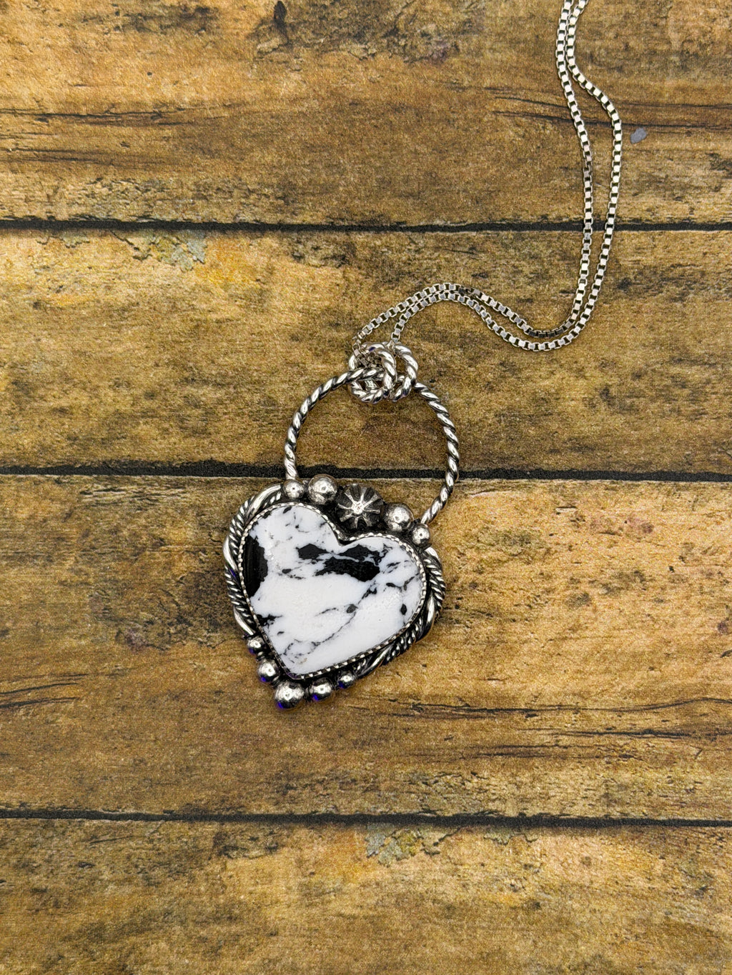 Amari – White Buffalo Turquoise Heart Pendant | Sterling Silver | Southwestern Jewelry