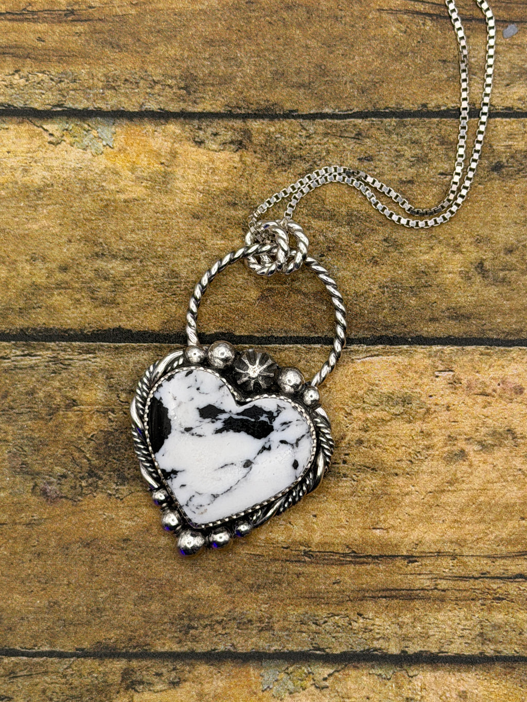 Amari – White Buffalo Turquoise Heart Pendant | Sterling Silver | Southwestern Jewelry