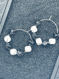 Vegas-Black & White Dice Hoop Earrings: Handmade
