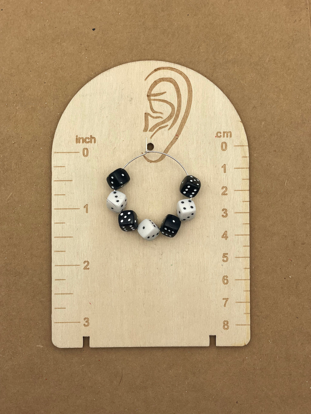 Vegas-Black & White Dice Hoop Earrings: Handmade