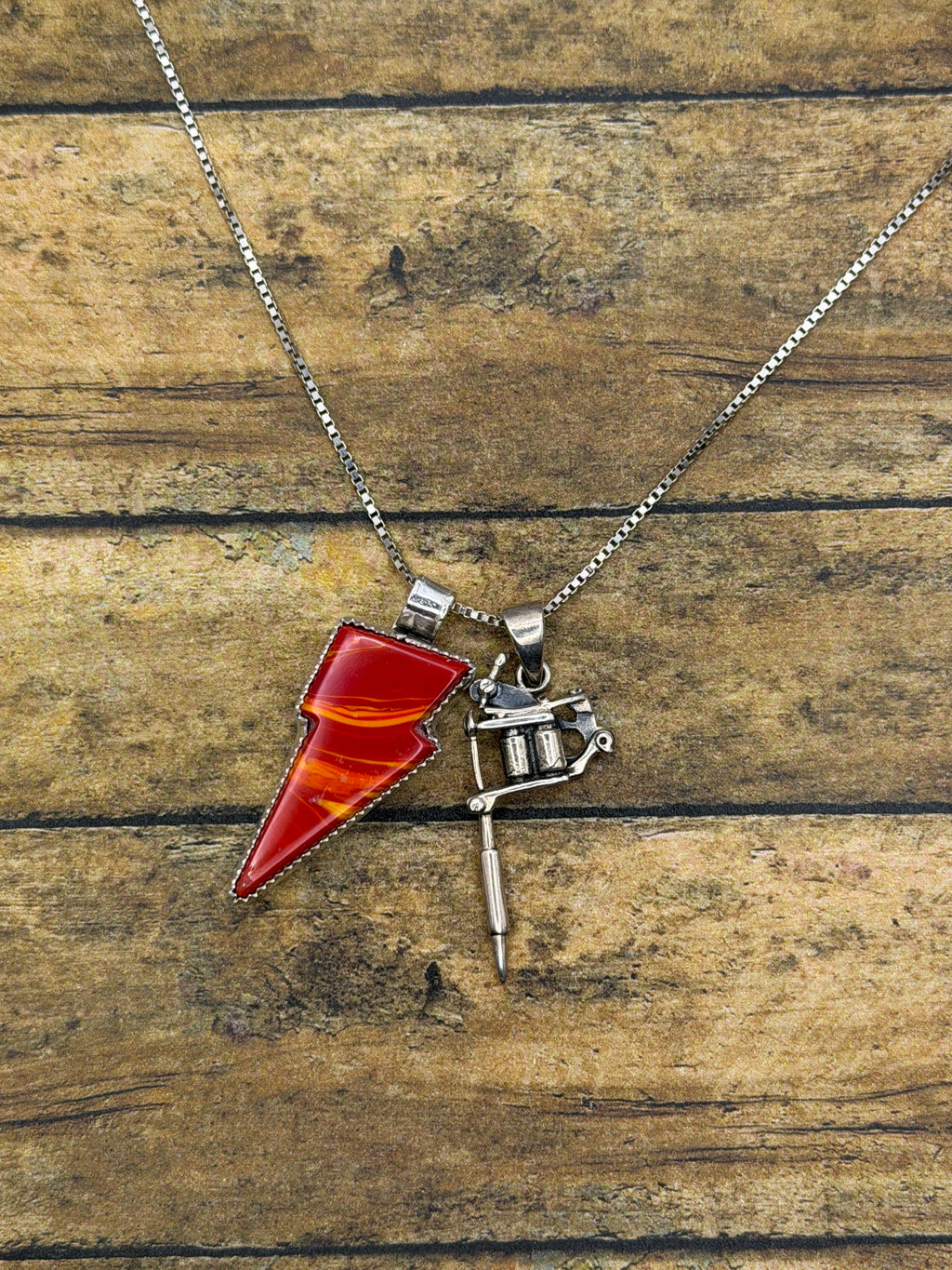 Roxana – Rosarita Tattoo Coil Machine & Lightning Bolt Sterling Silver Pendant | Rock ’n’ Roll Jewelry