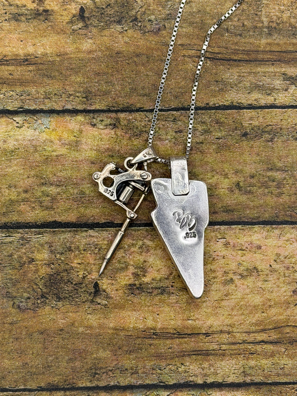 Roxana – Rosarita Tattoo Coil Machine & Lightning Bolt Sterling Silver Pendant | Rock ’n’ Roll Jewelry