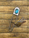 Boris - Turquoise Jumbo Safety Pin Keychain | Gemstone Accessory | Southwestern Jewelry