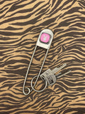 Pink-Jumbo Safety Pin with Pink Vintage Playboy Dice