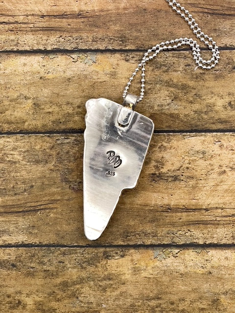 Bea-Checkered and Turquoise Mixed Gemstone Lightning Bolt Pendant/Necklace
