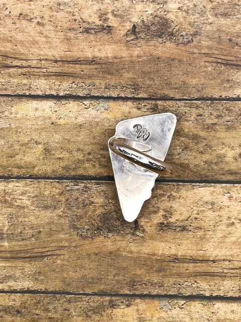 Bo-Checkered and Turquoise Lightning Bolt Ring