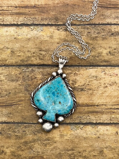 Bella-Large Turquoise Spade Pendant