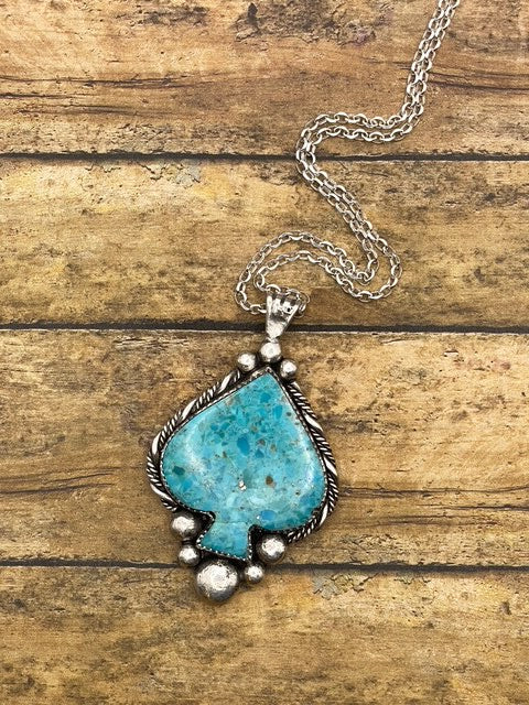 Bella-Large Turquoise Spade Pendant