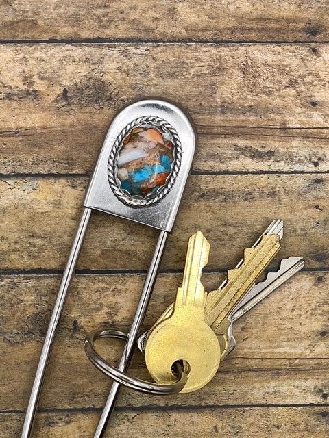 Cyd-Jumbo Safety Pin with Spiny Oyster Turquoise