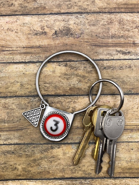 Sean-Round Safety Pin Keychain with Billiard Ball #3 Detail
