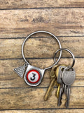 Sean-Round Safety Pin Keychain with Billiard Ball #3 Detail