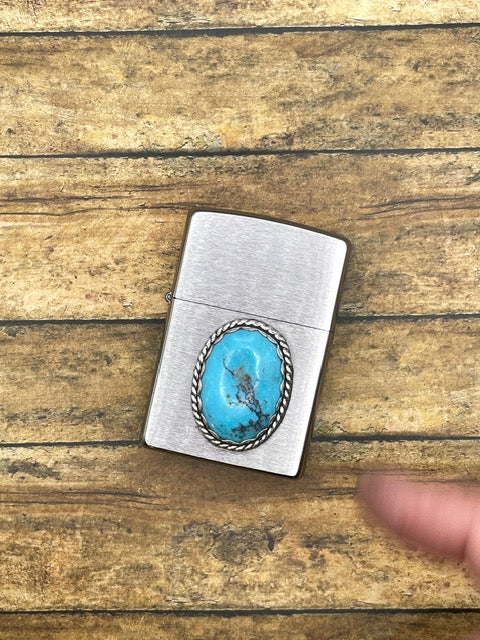 Brad-Zippo Lighter with Turquoise Gemstone