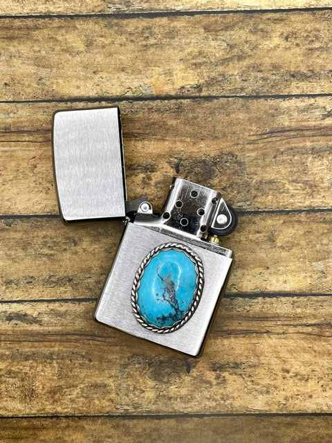 Brad-Zippo Lighter with Turquoise Gemstone