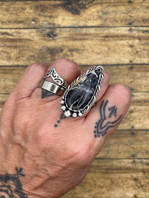 Angelina-White Buffalo Turquoise Ring