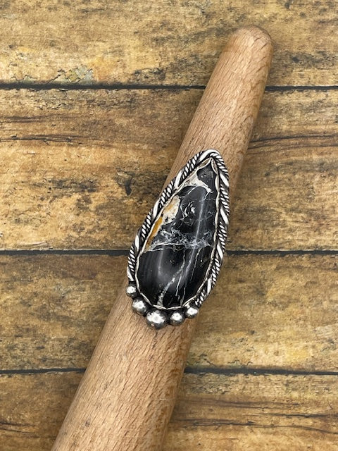 Angelina-White Buffalo Turquoise Ring