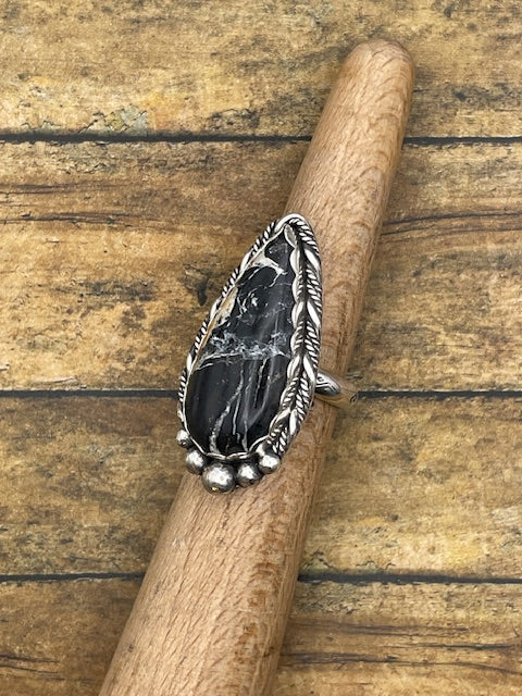 Angelina-White Buffalo Turquoise Ring
