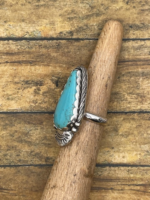 Babe-Turquoise Teardrop Ring with Sun Detail