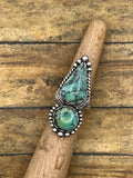 Blake-Turquoise Double Stone with Feather Detail Ring