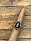 Yasmine-Black Resin Tooth Ring with Moon Detail