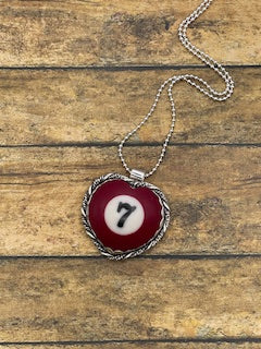 Sony-Small Billiard Ball Lucky #7 Heart Pendant